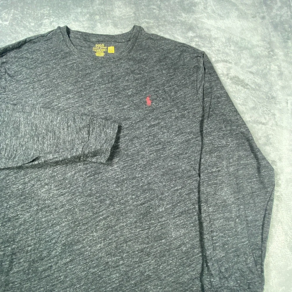 Polo Ralph Lauren T Shirt Long Sleeve Mens XL Gray Heather Classic Fit Crew Neck